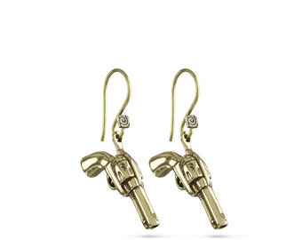 Gun Earrings - Bronze Pistol Earrings