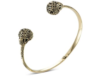 Day of the Dead Skull Cuff Bracelet - Bronze Skull Cuff