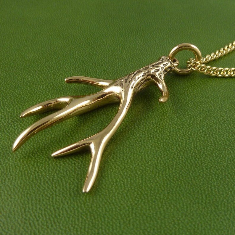 Antler Necklace Bronze Antler Pendant Antler Jewelry Etsy