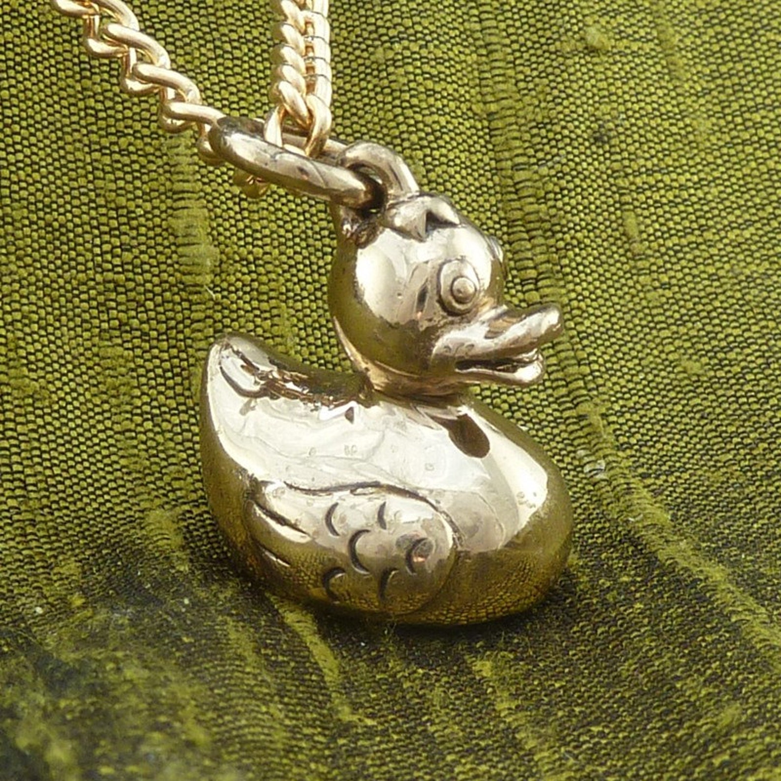 Rubber Duck Necklace Bronze Rubber Ducky Pendant The Lucky Etsy