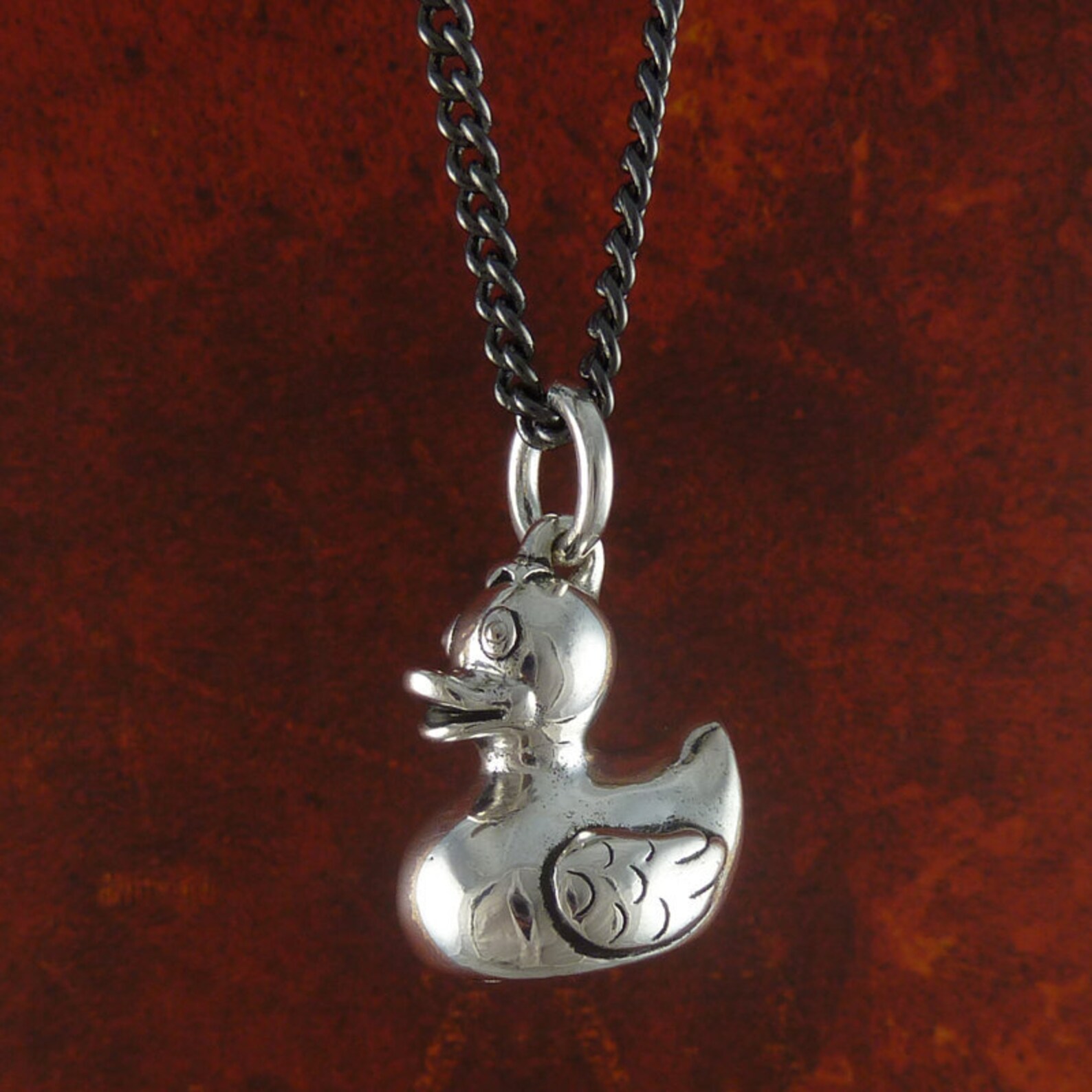 Rubber Duck Necklace Antique Silver Rubber Duck Pendant Etsy