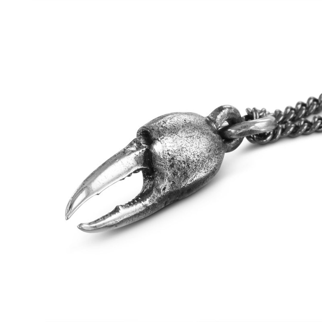 Small Crab Claw Necklace Antique Silver Crab Claw Pendant Beach Jewelry