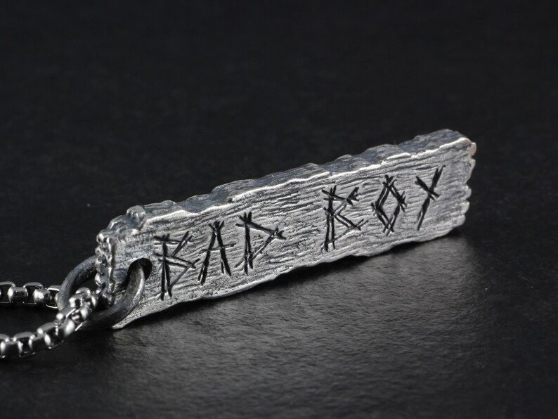 BAD BOY Pendant Sterling Silver Word Pendant Pillory Board Necklace