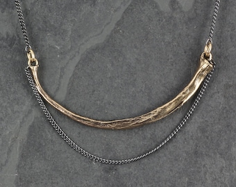 Snake Rib Necklace - Bronze Python Rib Necklace - Bronze Bone Necklace