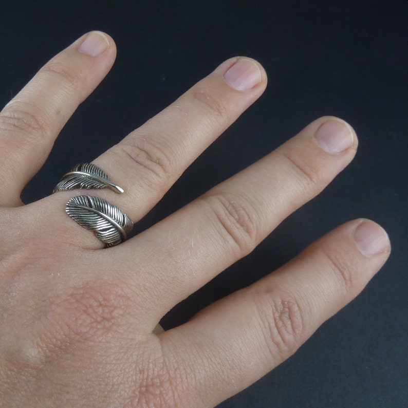 Sterling Silver Feather Ring .925 Silver Feather Ring image 7
