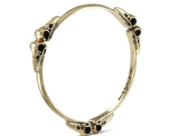 Bird Skull Bangle - Bronze Raven Skull Bangle