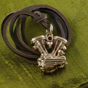 Motorcycle Engine Necklace Bronze V Twin Engine Necklace Motorcycle Necklace image 3