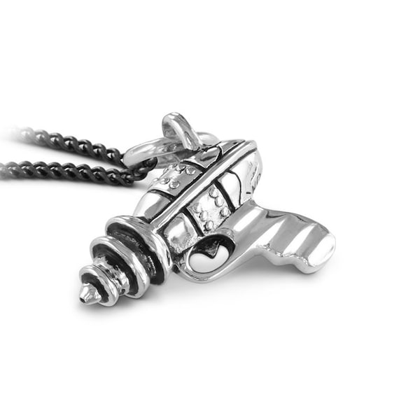 Ray Gun Necklace - Antique Silver Ray Gun Pendant - Sci Fi Jewelry