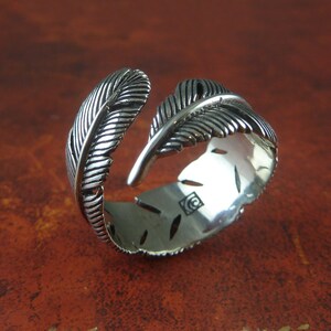 Feather Ring Antique Silver Feather Ring Silver Feather Bypass Ring image 3
