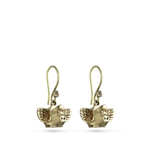 Flying Pig Earrings - Bronze Flying Pig Earrings