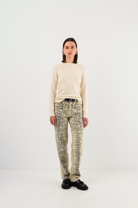 Roberto Cavalli python print pants — 2000s Y2K vi… - image 1