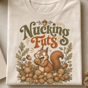 Squirrel Shirt PNG, Funny Animal Tee, Retro Vintage Animal Design, Nucking Futs Quote, Crazy Squirrel Sublimation, Sarcastic Humor PNG