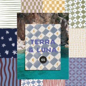 Hand-Painted Mediterranean Backgrounds for invites - Terra & Luna Celestial Textures - Tiles, Stripes, Checks