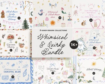 Hand-Painted Modern Whimsical Wedding Clipart Bundle - 1,000 Dolce Vita Quirky Icons for invites