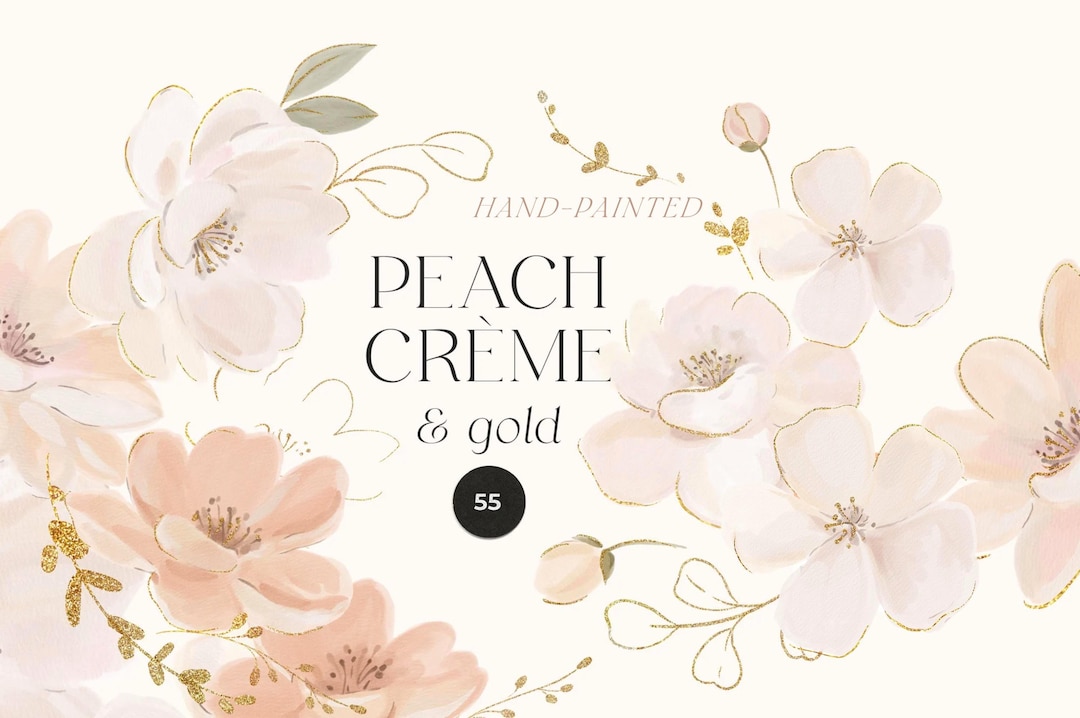 Clipart floral em tons de rosa - Flores neutras em aquarela nos tons de ...