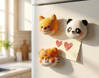 Handmade Ceramic Clay Tiger Shiba Panda Figure Fridge Refrigerator Locker Dishwasher Magnet Decor