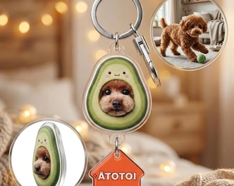 Custom Pet Portrait Keychain, Personalised Resin 3D Engraved Gift for Pet Lovers