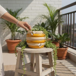 Handgefertigter Bienenstock Pflanzer, wunderlicher 3D Honigbienen-Keramiktopf
