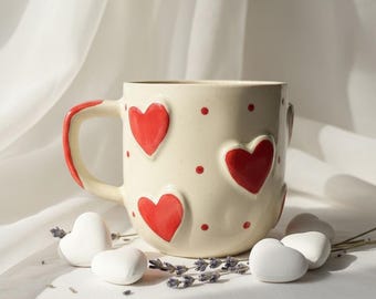 Handmade Red Heart Coffee Mug – Romantic Pottery Drinkware - Etsy
