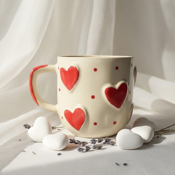 Handmade Red Heart Coffee Mug – Romantic Pottery Drinkware - Etsy