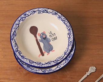 Plato de chef Ratatouille, plato de pasta con forma de rata de dibujos animados, vajilla italiana