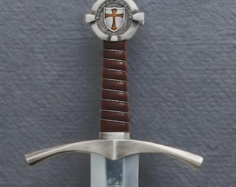 Faithkeeper - Handmade Knights Templar Accolade Sword with Scabbard   | Medieval Replica Collectible Sword