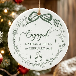 Personalisierter Verlobungsring, Verlobtes Paar Geschenk, Keramik Weihnachtsdekoration, Neu Verlobtes Geschenk