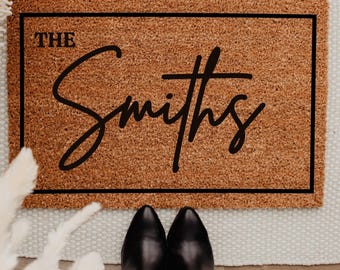 A Personalized Custom Doormat - Personalized Gift - Welcome Door Mat - Established Date Custom Door Mat With Family Name Coir Doormat