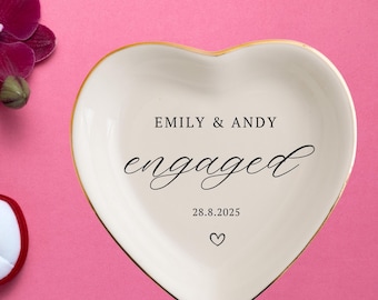 Personalized Wedding Ring Dish for Couple, Custom Jewelry Dish, Engagement & Bridal Shower Gift