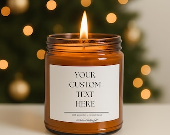 Benutzerdefinierte Text Sojakerze in Bernsteinglas, personalisierte Duftkerze, Brautjungfer Vorschlag Geschenk, Hochzeit & Custom Message Kerze