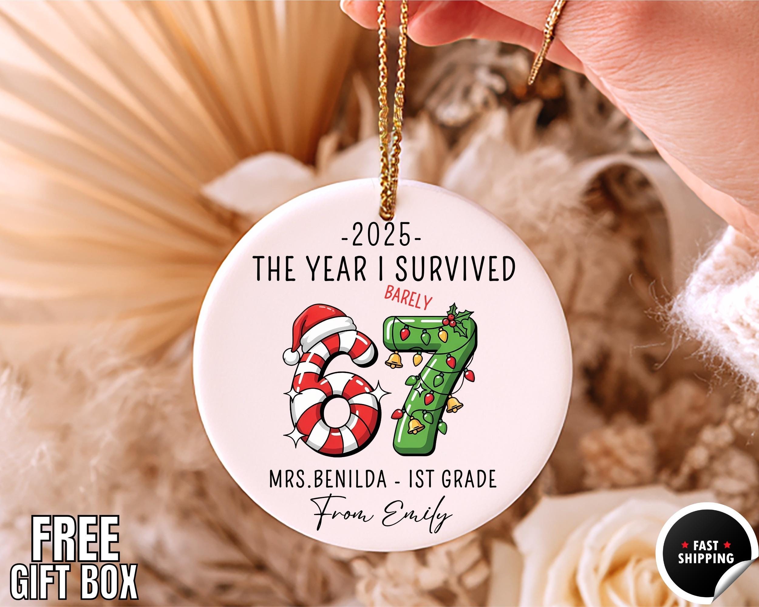 27 Best Christmas Gifts for Teachers: Show Your Appreciation 2 Custom Teacher Christmas Ornament - The Year I Barely Survived '67,…