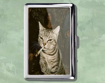Amigos, eres genial, estuche de cigarrillos de metal vintage, caja de almacenamiento Art Nouveau, billetera, tarjetero de visita