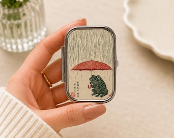 Japanese frog with umbrella Pill Box Gift Medication Box Vitamin Container Custom Pill Box Pill Organizer