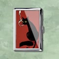 Smoking Cat Good Morning Vintage Metal Cigarette Case Art Nouveau Storage Box Wallet Business Card Holder