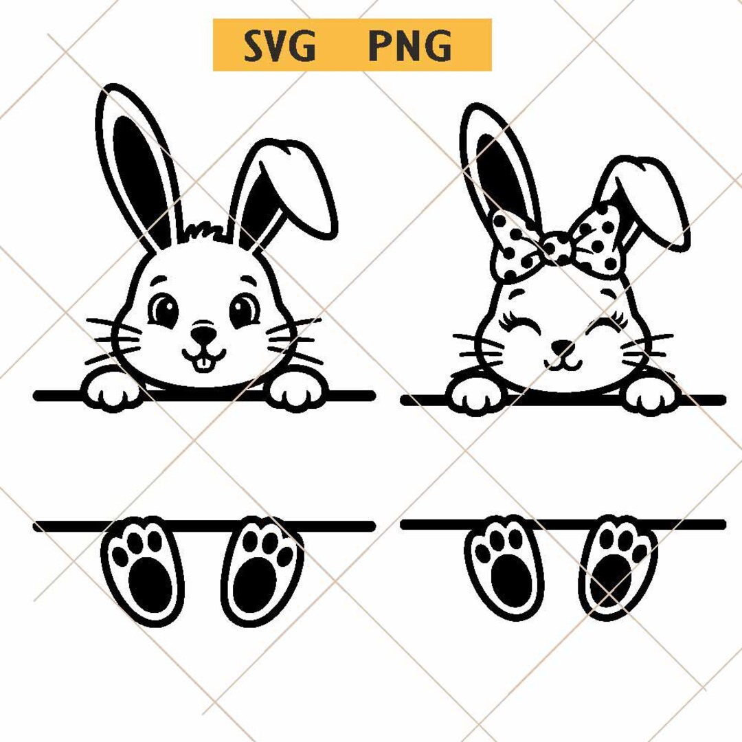 Bunny Split Name Frame Svg, Easter Bunny Split Svg Png, Bunny Name ...