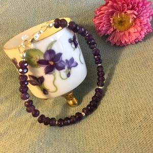 Amethyst Bracelet Handmade Purple Gemstone Dainty Office Bracelet February Birthstone Amethyst Jewelry Elegant Stacking Bracelet Spring Gift