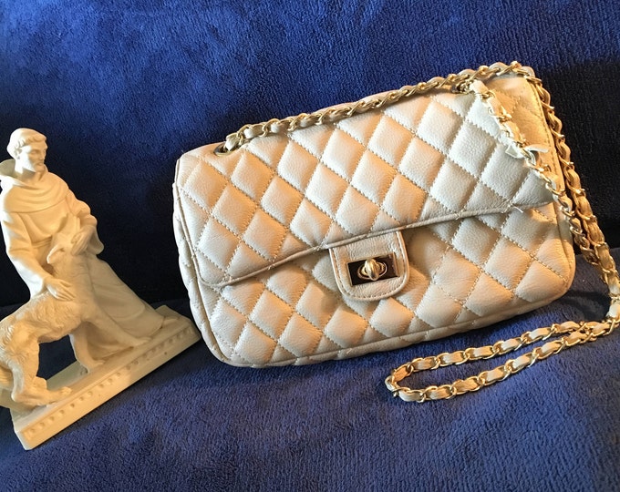 Tan and Gold Quilted Handbag Vintage Colab Designer Shoulder Etsy
