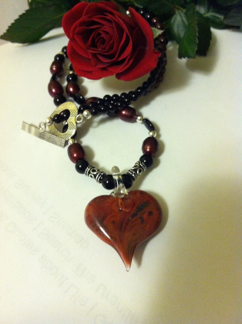 Red Heart Necklace Valentine Necklace Gift for Her Red ...