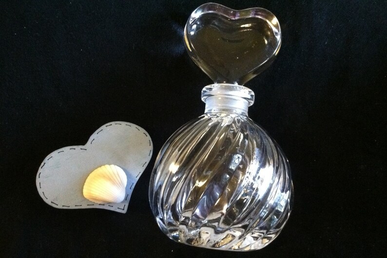 Crystal Heart Perfume Bottle Art Deco Vintage Glass Bottle Etsy