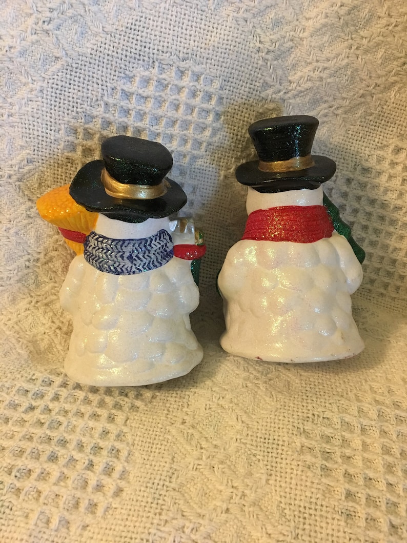 Ceramic Snowmen Figurines and Wood Sign Christmas Winter Home Etsy