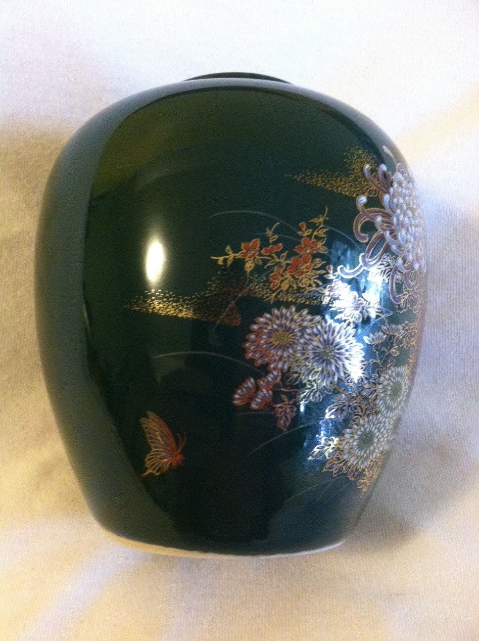 Green Floral Ginger Jar Toyo Jade Kiku Vintage Ginger Jar With Floral