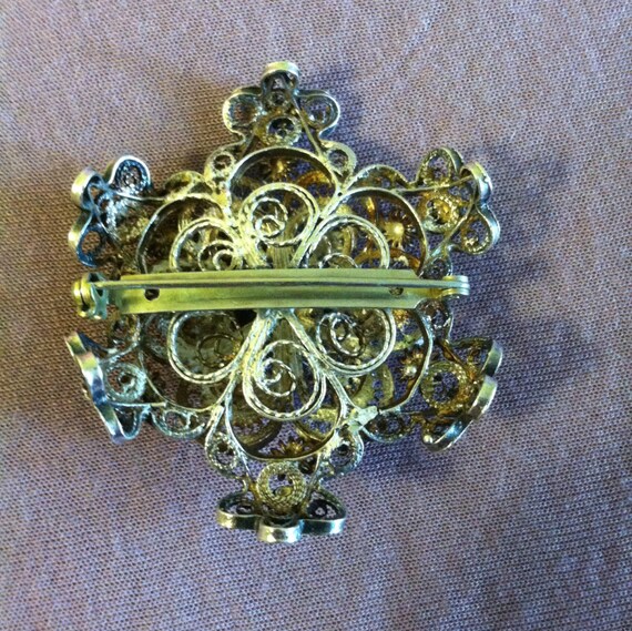 Silver Floral Filigree Brooch Antique French Cann… - image 5