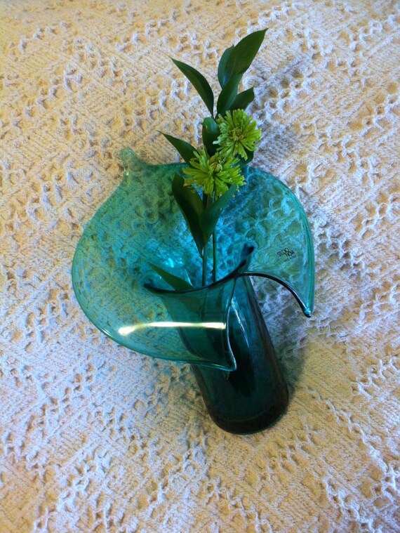 Green Jack In Pulpit Vase Studio Nova Italian Art Glass Hand Etsy