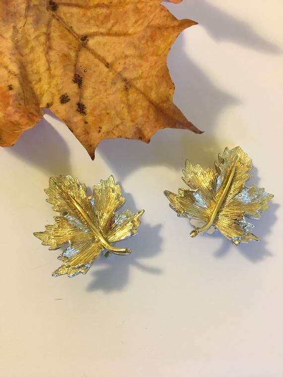 Leaf Earrings Vintage Sarah Coventry Gold and Sil… - image 6