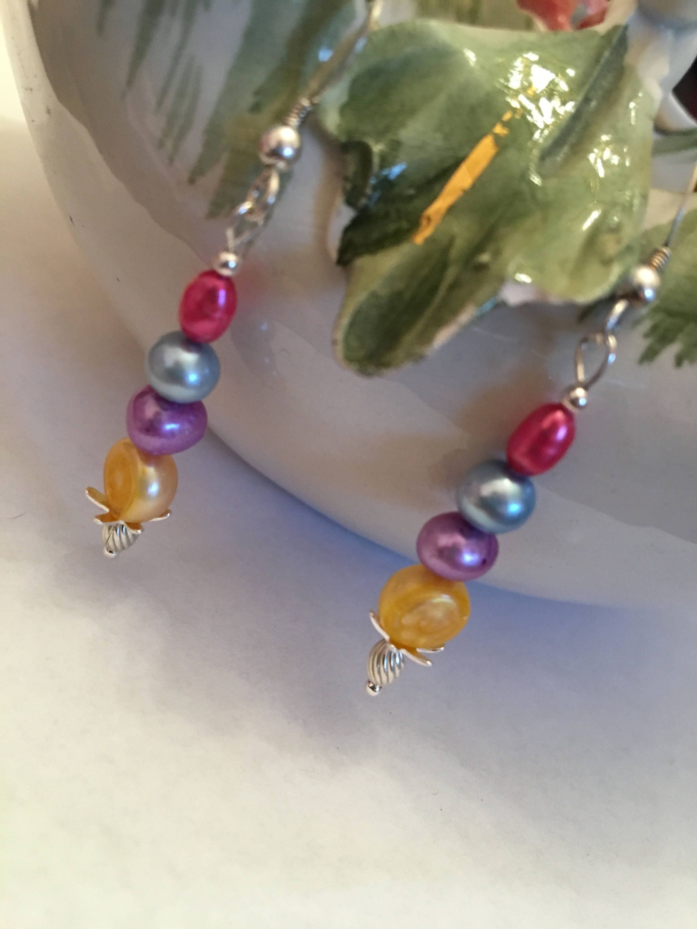 Spring Easter Egg Colors Earrings Handmade Pastel Yellow Purple Pink ...