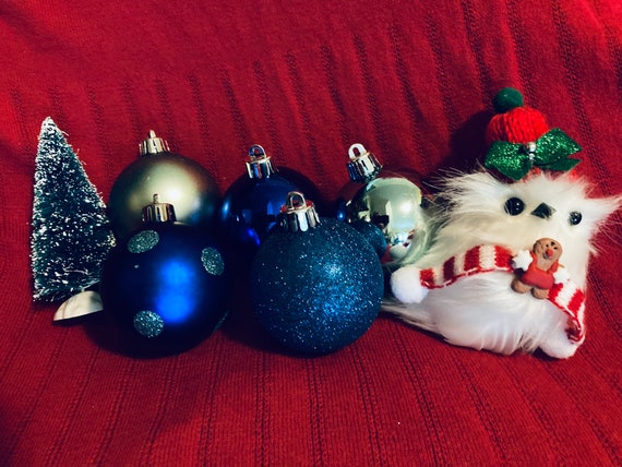 Christmas Tree Ornaments Vintage Blue and Green Plastic Balls Set of 14 Winter Holiday Home Christmas Decorations Christmas in July Gift