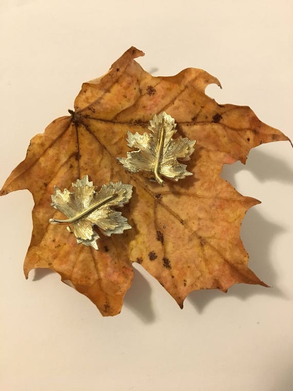 Leaf Earrings Vintage Sarah Coventry Gold and Sil… - image 5