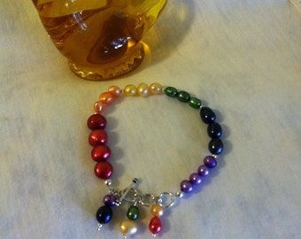 Rainbow Colors Pearl Bracelet Handmade Multicolored Jewelry Love and Acceptance Stacking Friendship Bracelet Fun Rave Festival Gift For Her