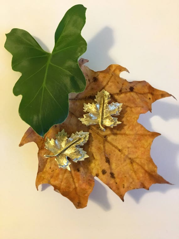 Leaf Earrings Vintage Sarah Coventry Gold and Sil… - image 4