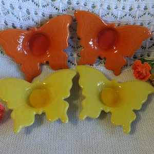 Porta-velas de cerâmica em formato de borboleta, laranja e amarelo, para mesa de casamento, decoração para chá de bebê